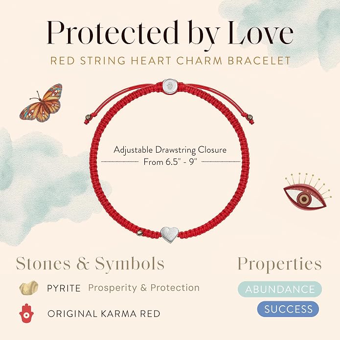 KARMA AND LUCK Adjustable Red String Bracelet, 18K Charm for Women, Handmade in Bali for Luck & Success