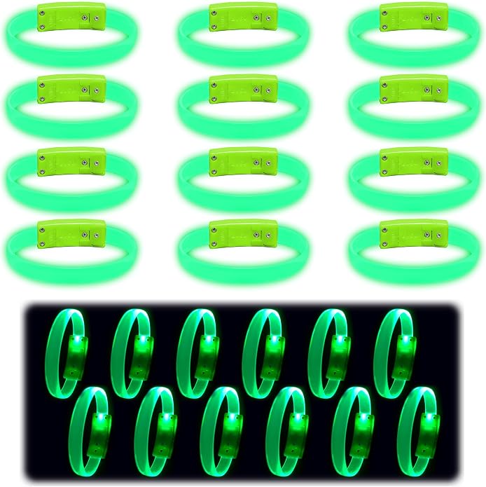 12 Magic Band Pack | Glow in The Dark | Flashing Light up for Concerts | Running Lights for Runners | Glow in The Dark Bracelets | Led Bracelet