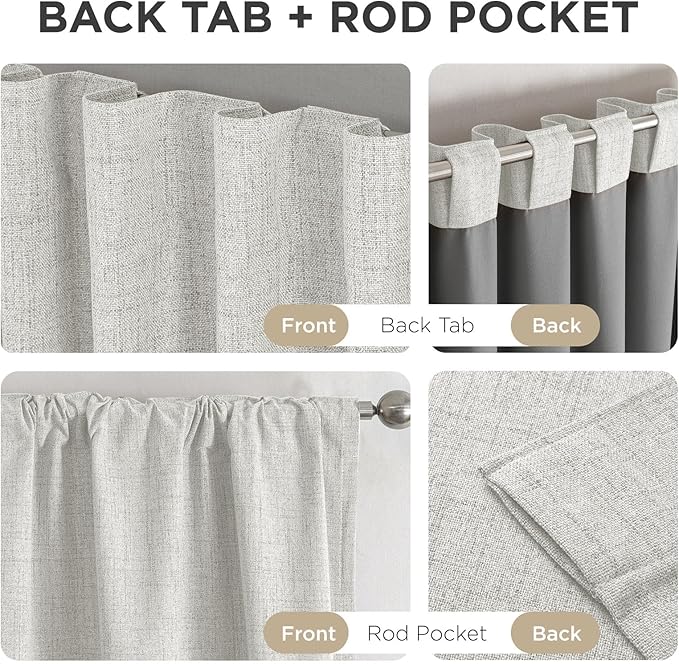 Joydeco Blackout Curtains for Bedroom - 90 Inch Long 100% Light Blocking 2 Panels Set White Drapes, Thermal Insulated Room Darkening Curtains, Linen Textured for Living Room, Rod Pocket & Back Tabs