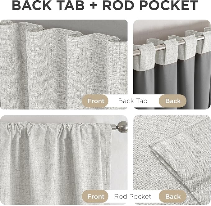Joydeco Blackout Curtains for Bedroom - 120 Inch Long 100% Light Blocking 2 Panels Set White Drapes, Thermal Insulated Room Darkening Curtains, Linen Textured for Living Room, Rod Pocket & Back Tabs