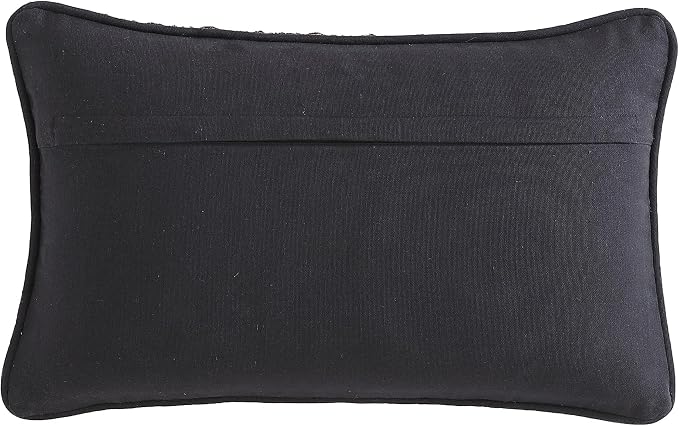 Boho Living Jada Decorative Throw, Includes Accent, Premium Woven Design, Living Room Décor, (1) 12" x 20" Pillow Cover with Insert, Black