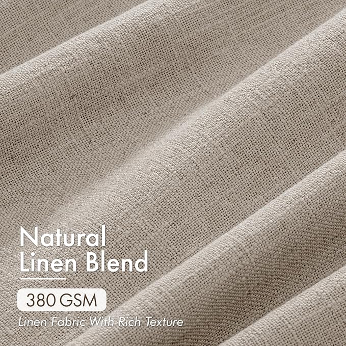 MIULEE 4 Panels Set Taupe Pinch Pleated Linen Curtains 84 Inches Long for Living Room Bedroom, Thick Memory Trained Drapes Pleat Back Tab Light Filtering Burlywood Brich Window Curtains with Hooks