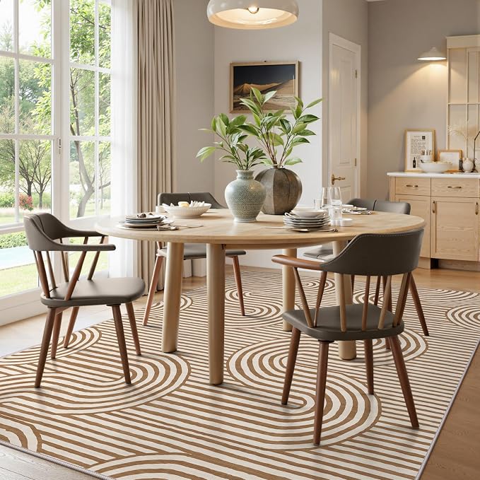 Lahome Modern Washable Rugs 8x10, Khaki Bedroom Rug Kids Rugs for Playroom | Non Slip Soft,Play Room Backing Accent Ultra-Thin Carpet for Nursery Dining Room Classroom Alba