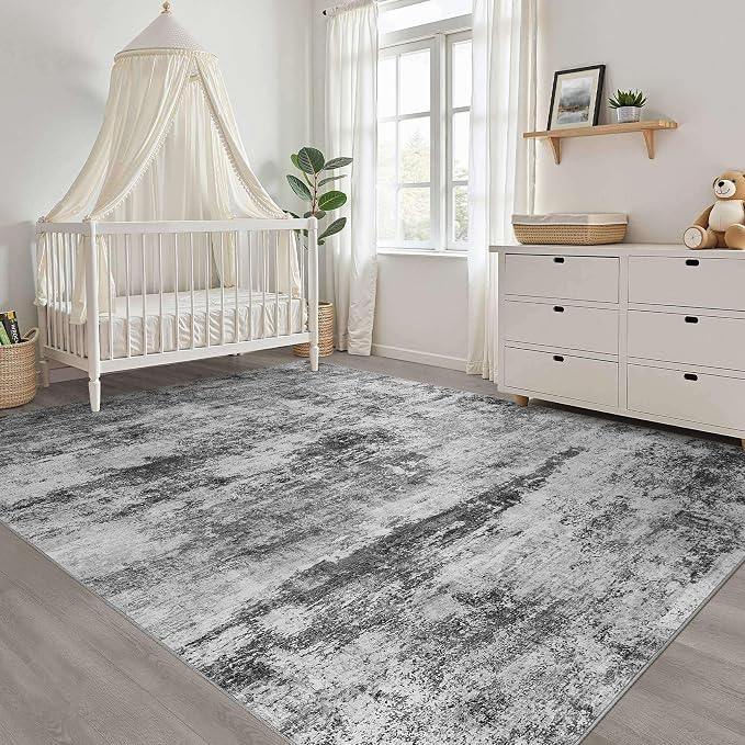 5x8 Area Rugs Living Room: Washable Large Abstract Neutral Modern Soft Rug Stain Resistant Indoor Floor Non-Slip Accent Carpet for Bedroom Nursery Playroom Dining Room Office Dorm Home House