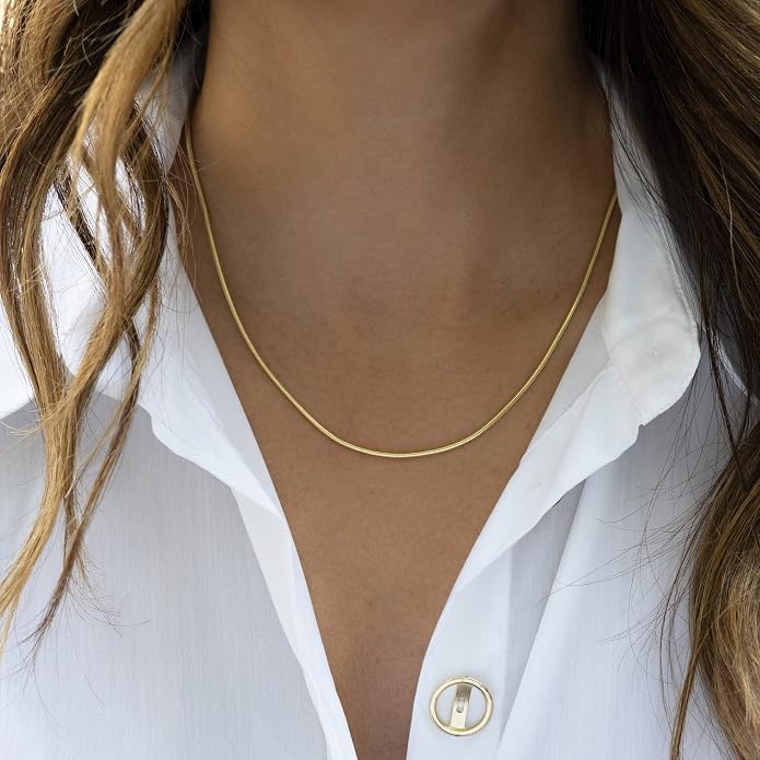 DEARMAY 14K Gold Plated Herringbone Necklaces for Women, Dainty Gold Snake Choker Chain Non Tarnish Trendy Simple Thin & Chunky Options Neckalce 1.5/3/5/6/8mm Chain Jewelry for Gifts