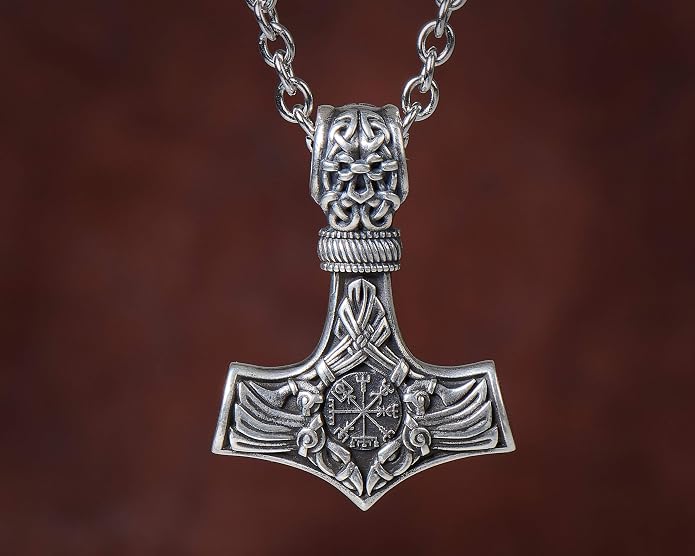 Baldur Jewelry - Thors Hammer Necklace Pendant Mjölnir - Viking Norse Thor Hammer Pendant Viking Jewelry - Thor Necklace - Thor Gifts for Men - Viking Necklace for Men