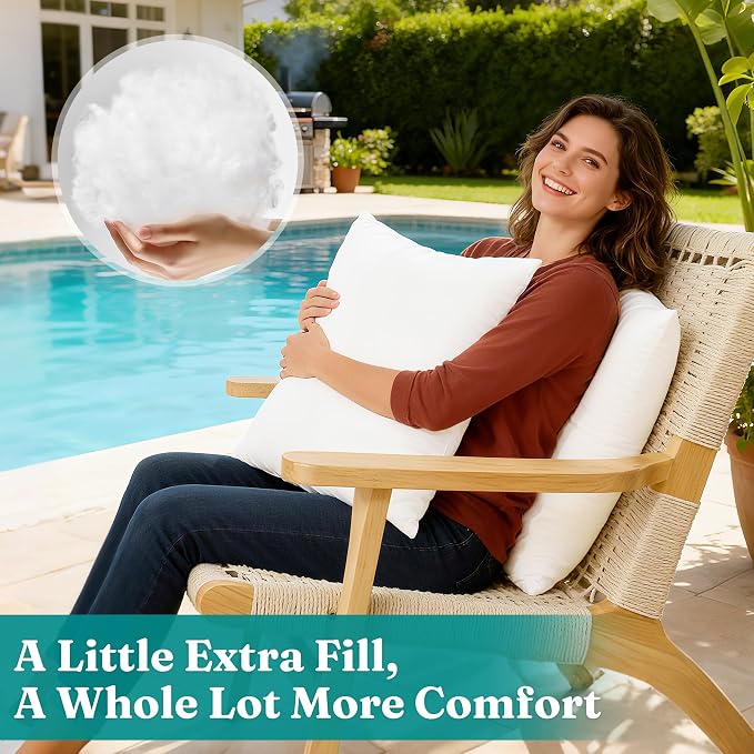 Oubonun 12x20 Waterproof Outdoor Lumbar Pillow Inserts – Set of 2 Firm & Fluffy, Water Resistant Throw Pillows for Patio, Garden, Porch, or Indoor Decorative
