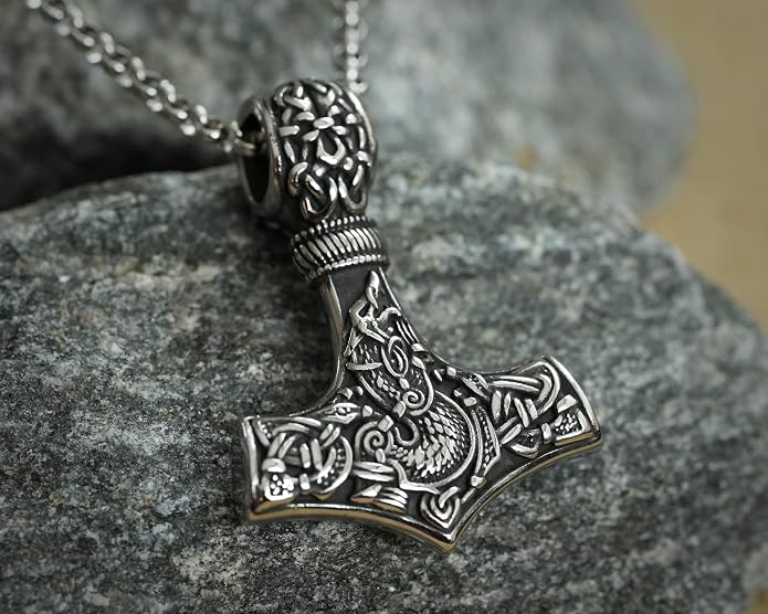 Baldur Jewelry - Thors Hammer Necklace Pendant Mjölnir - Viking Norse Thor Hammer Pendant Viking Jewelry - Thor Necklace - Thor Gifts for Men - Viking Necklace for Men