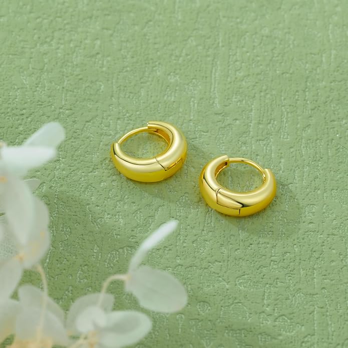 Gold Hoops Earrings for Women 14K Gold Earrings for Women Chunky Golden Hoop Earring for Womens Hoops Simple yet Distinctive Teardrop Silhouette Womens Hoop Earring15/20MM