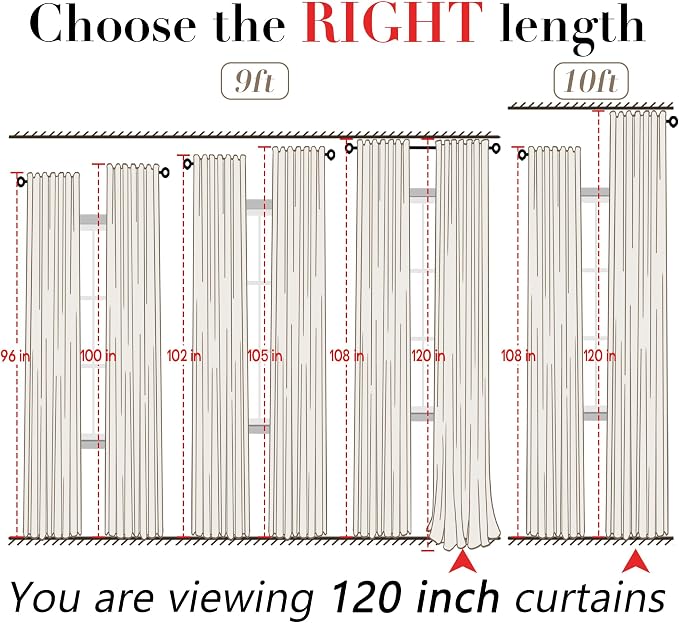 XTMYI Oatmeal Beige Back Tab/Hook Belt Linen Cotton Sheer Curtains 120 Inches Long for Living Room Bedroom 2 Panels Set