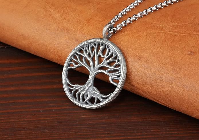 Baldur Jewelry - Handcrafted Yggdrasil Viking Norse World Tree of Life Pendant Necklace Amulet Jewelry | 925 Sterling-Silver Tree of Life Necklace | Viking Gifts |Jewelry for Men Women