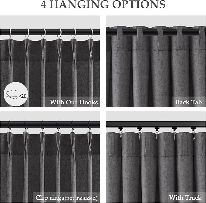 Aersas Blazer Grey Linen Curtains 84 Inches Long 2 Panels Set Back Tab and Rod Pocket Living Room Curtain Farmhouse Neutral Light Filtering Drapes for Bedroom Cottage 40 Inch Width x 84 Inch Length