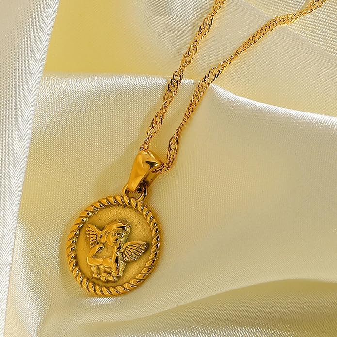 Unisex Celestial Gold Pendant Necklaces, Sun/Moon/Star/Angle Celestial Elements Unisex Choker Gold Lover Chains for Men and Women Jewelry