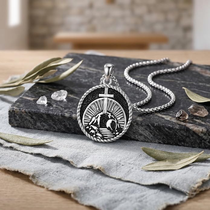 Lion/Anchor/Yggdrasil/Empty Tomb Pendant Necklace Stainless Steel 22+2 Chain Jewelry For Men Father Women Unisex