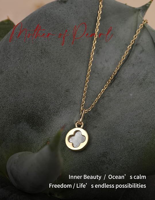 S.Leaf Sterling Silver Pearl Necklace for Women Gold Plated Double-sided Mother of Pearl Four Leaf Clover Shell Necklace Dainty Pendant Necklaces Gift for Women Her Mother Daughter Bridesmaids