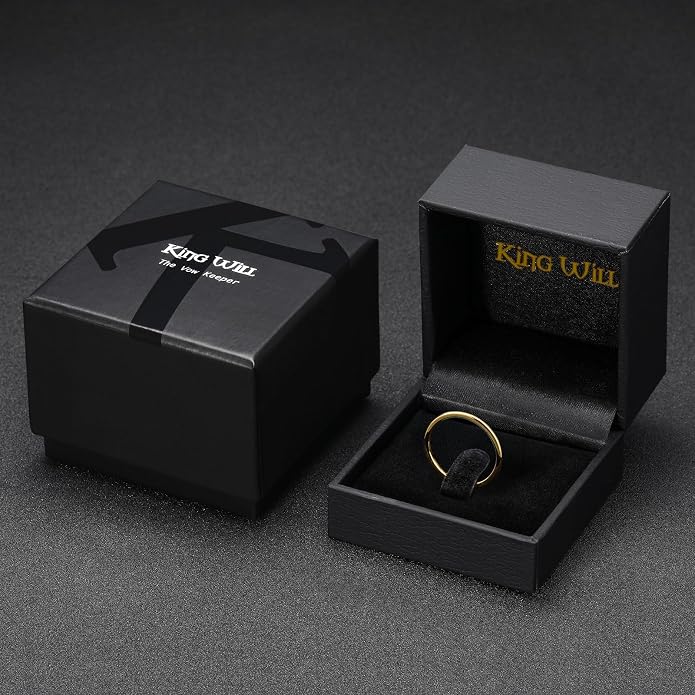 King Will Men's Women's Tungsten Carbide Ring 24k Gold Plated Rose Gold Plated Domed Polished Finish Wedding Band