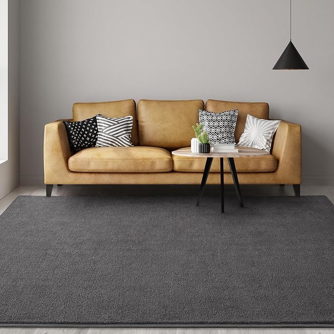 Gifeas Large Ultra Soft Modern Area Rugs for Living Room Bedroom, 4x6 Feet Dark Grey Thickened Memory Foam Indoor Solid Minimalist Carpets, Non-Slip Comfy Rug for Boys Girls Nursery Room Home Decor