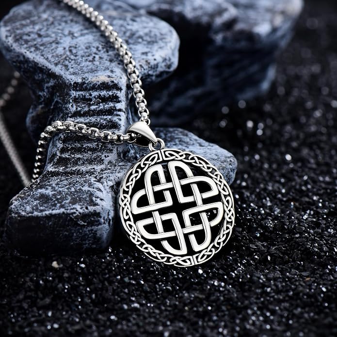 Celtic Necklace for men Sterling Silver Celtic Knot Triquetra Triangle Trinity Necklace Gift for Men