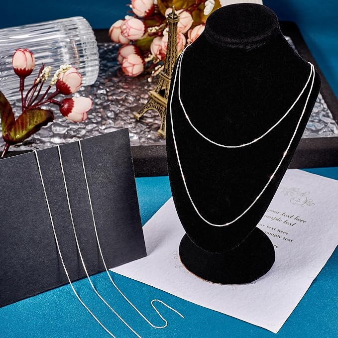 Elecrelive 925 Sterling Silver Box Chains 0.5mm Wide Thin Necklace Link Chains Permanent Jewelry for Men Women Necklace Bracelet DIY Making