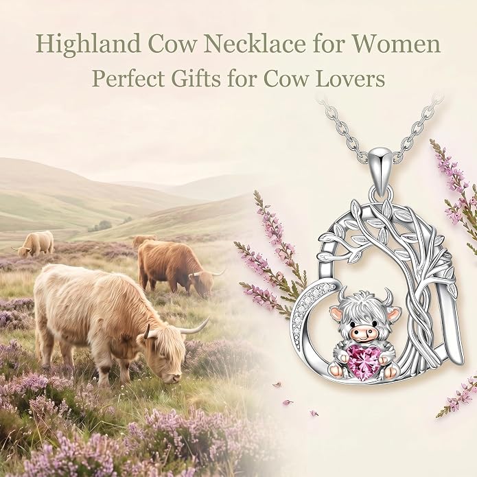 PELOVNY Teddy Bear Necklace for Women 925 Sterling Silver Bear/Highland Cow/Fox/Cat/Axolotl Birthstone Necklace Christmas Birthday Jewelry Gifts for Mom Daughter Wife Sister
