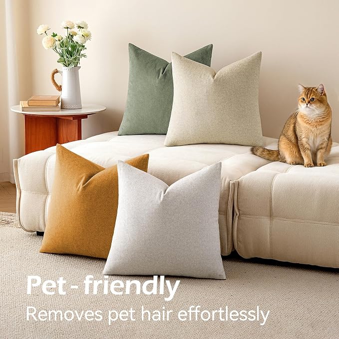 a moment Waterproof Throw Pillow Covers Set of 4,26x26 Inch Outdoor Stain Resistant Pet Friendly Pillowcases Cushion Covers for Patio Sofa and Living Room,Dune Grove