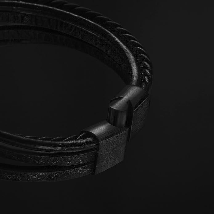 SERASAR | Premium Leather Bracelet [Braid] for Men in Black & Brown | Various Lengths | Magnetic Stainless Steel Clasp | Exclusive Jewellery Box | Great Gift Idea for Men