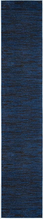 Nourison Home Nourison Essentials Midnight Blue 2'2" x 12' Area Rug - Easy Clean, Non Shedding, Bed Room, Living Room, Dining Room, Kitchen (12' Runner)