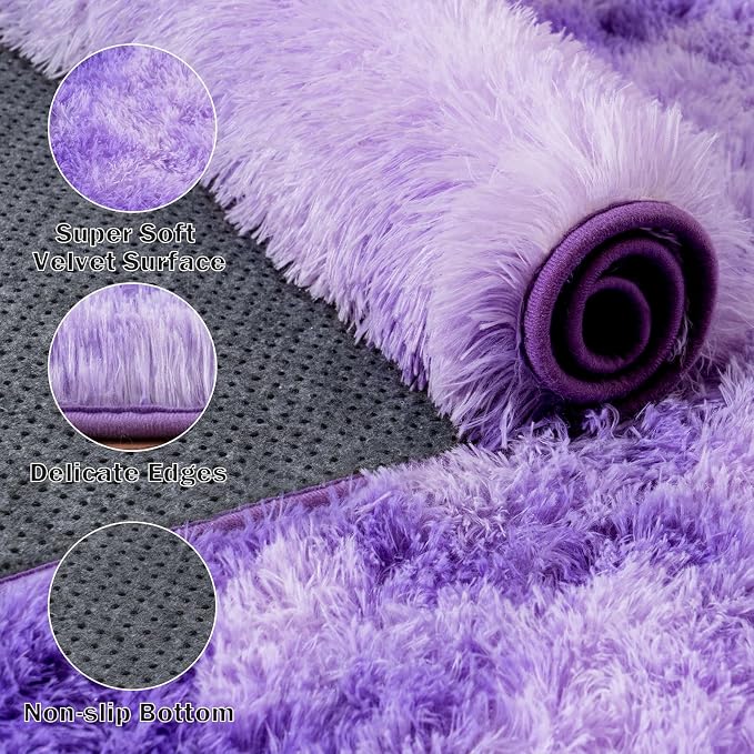 Large Area Rugs for Living Room Bedroom 6x9 Tie-Dyed Blue Shag Rugs | Ultra Soft Fluffy Shaggy Plush Fuzzy Modern Indoor Throw Floor Carpet for Kids Girls Boys Dorm Nursery Home Decor Aesthetic