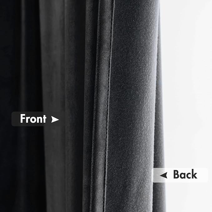 MIULEE Black Blackout Velvet Curtains Drapes 96 Inch Long 52"x96" Bedroom | Luxurious Bedroom Living Room Decor, Room Darkening, Thermal Insulated, Rod Pocket Design, Super Soft Fabric