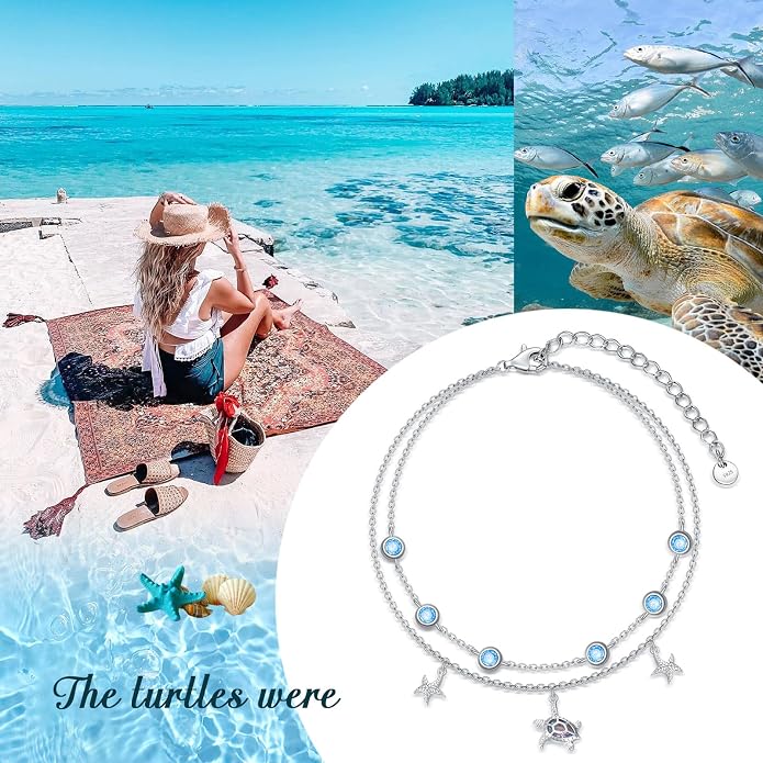 Dorunmo Anklet Bracelets For Women 925 Sterling Silver Birthstone/Infinity/Butterfly/Evil Eye/Turtle/Pineapple/Starfish/Heart Anklets Bracelets Jewelry Gifts for Women