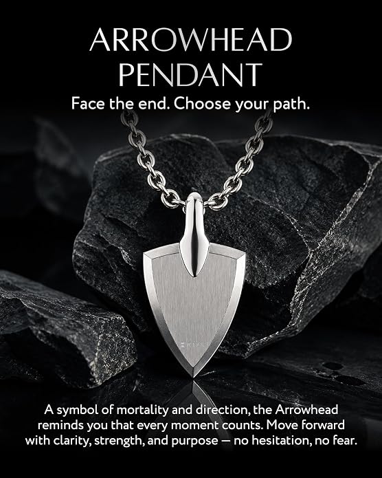RTZN® Pendant Necklace for Men – Premium Stainless Steel Silver Pendant Necklace with 22" Chain – Waterproof & Non-Tarnish Small Pendants for Men – Bold Symbols of Strength & Legacy