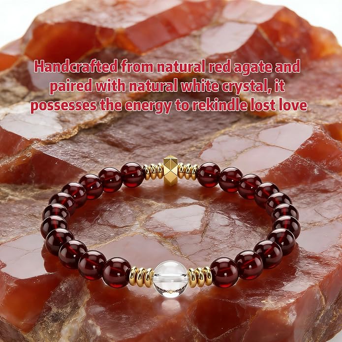 LINGYUAN Feng Shui Wealth and Luck Bracelet with Gold Foil Five Gods Amulet-Red Agate Cinnabar Gemstone Bracelet for Prosperity, Protection & Success, Lucky Charm Gift for Men & Women