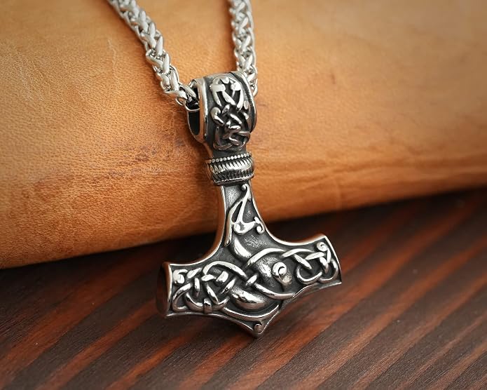 Baldur Jewelry - Thors Hammer Necklace Pendant Mjölnir - Viking Norse Thor Hammer Pendant Viking Jewelry - Thor Necklace - Thor Gifts for Men - Viking Necklace for Men
