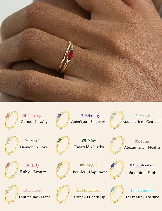 FUNEIA Gold Birthstone Rings for Women Non Tarnish Trendy Stackable Gold Rings that Don't Tarnish Dainty Emerald Green Gemstone Cubic Zirconia Wedding Engagement Ring for her Birthday Gifts Jewelry