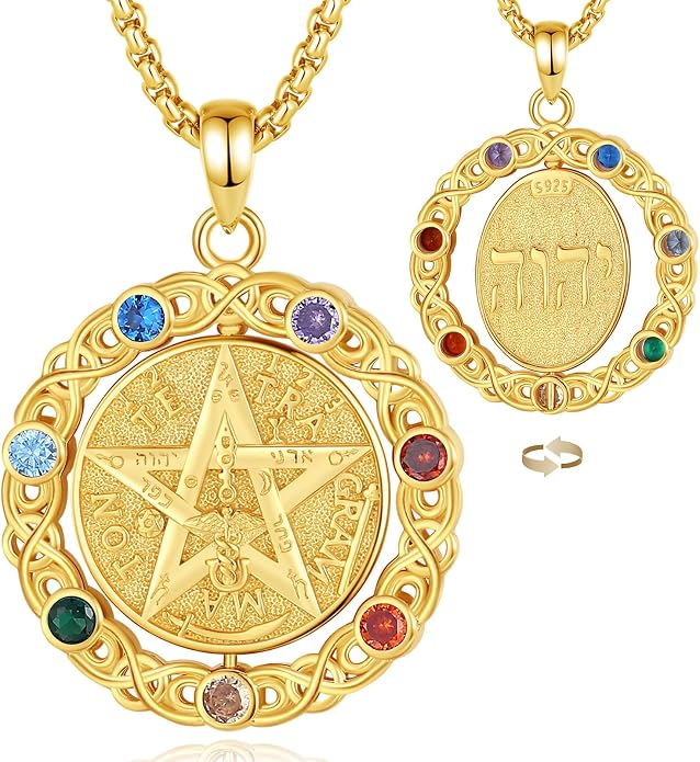 AEONSLOVE Tetragrammaton De Plata 925 Sterling Silver Tetragrammaton Necklace/Metatron Cube Pendant Amuleto De Proteccion Gifts for Women Men