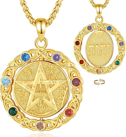 AEONSLOVE Tetragrammaton De Plata 925 Sterling Silver Tetragrammaton Necklace/Metatron Cube Pendant Amuleto De Proteccion Gifts for Women Men