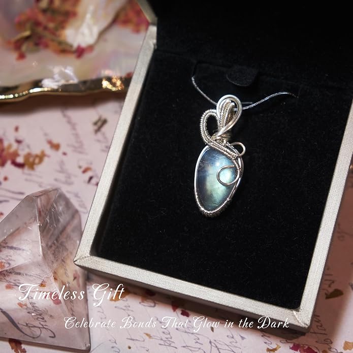 Handmade Wrapped Labradorite Crystal Pendant Necklace - Dainty Charm Copper Wired Necklace, Healing Crystals and Gemstones, Vintage Jewelry for Women, Men's Necklace, Boho Black Stone Protection Birthstone Jewelry