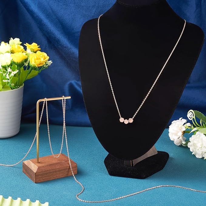 Elecrelive 925 Sterling Silver Cable Chain 3.28 Feet Rose Gold Unwelded Necklace Chains with Jewelry Cleaning Cloth Velvet Storage Bag for Men Women Jewelry Chain DIY Making