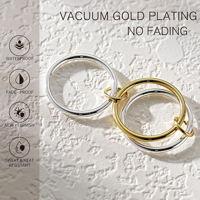 14K Gold filled Detachabie Stackable Rings for Women,Separated Non Tarnish Gold and Silver Rings,Statement Ring Set,Openable sleek Bands Stacking Ring Fashion Jewelry Gift