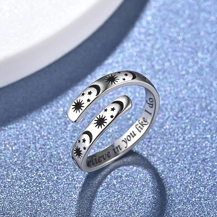 Silver Adjustable Ring Inspirational Jewelry S925 Sterling Wrap Open Ring for Women
