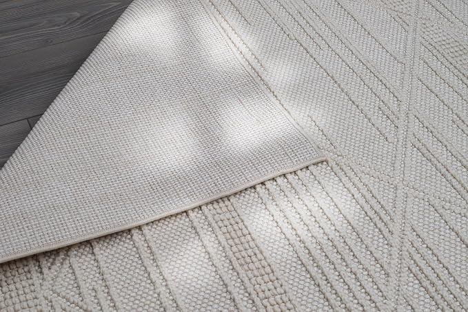 CAMILSON Micro Loop Rug 9x12 Modern Luxury Geometric Arch Large Area Rugs Soft High and Low Pile Stain Resistant Easy-Cleaning Non-Shedding for Living Room Office Indoor Carpet (9 x 12 / White)
