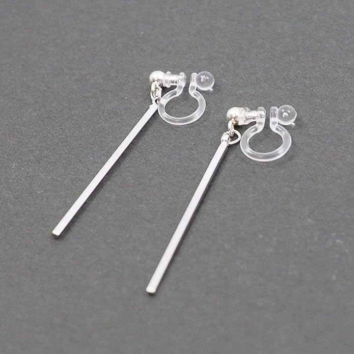 Comfortable Stick Invisible Clip On Earrings Gold Dangle Long Waved Threader Bar Clip-On Non Pierced Earrings Silver For Women,…