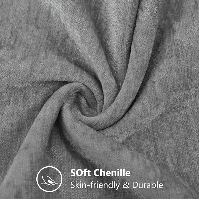 decorUhome Soft Chenille Dark Grey Throw Pillow Covers 22X22 Set of 2 | Decorative Fall Couch Pillow Covers Solid Dyed Accent Modern Euro Sham Farmhouse Neutral Square Pillow Cases for Sofa