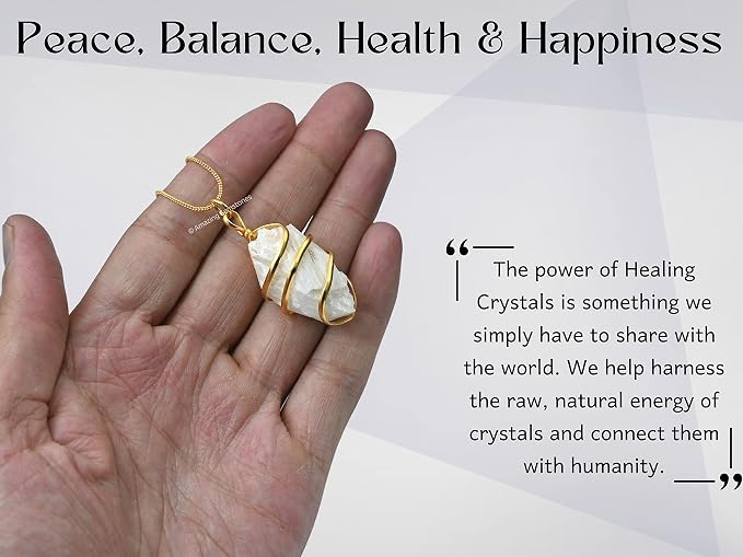 Amazing Gemstone Scolecite Crystal Necklace for Women - Premium Raw Healing Crystals for Gifts for Mom, Mothers, Teen Girls and Girlfriend