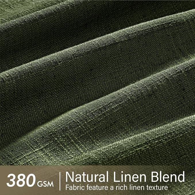 MIULEE Pinch Pleated Thick Linen Curtains 90 Inches Long 2 Panels for Living Room Bedroom, Linen Textured Memory Trained Pleat Drapes Back Tab Light Filtering Loden Window Curtains with Hooks