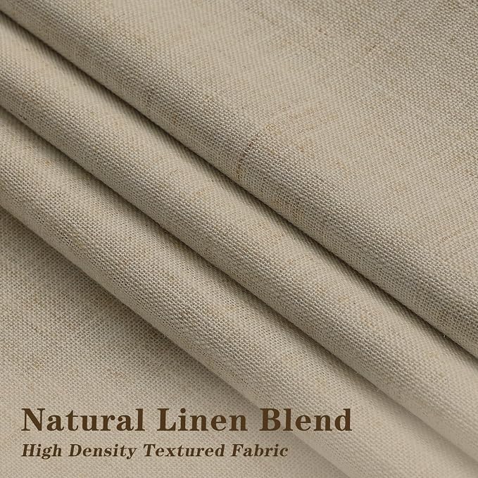 IVAPUPU Sand Pinch Pleated Full Blackout Linen Curtains for Bedroom, Black Out Curtains 102 Inches Long for Living Room Darkening Thermal Insulated Neutral Pleat Drapes with 16 Hooks, 2 Panels