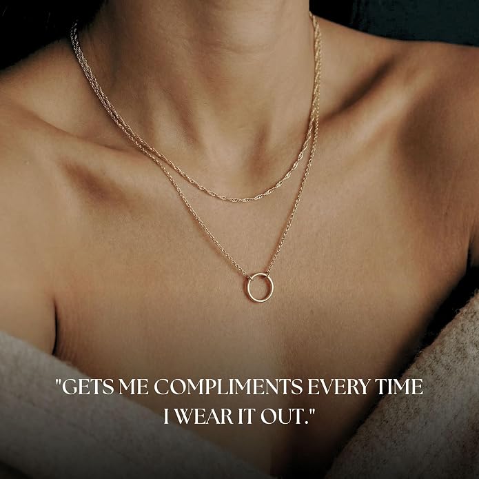Galis Dainty Necklace - Silver, Gold Plated 18" Choker for Women with Dainty Small Round Faux Diamond Necklace Pendant, Necklaces Women with CZ Solitaire Lobster Clasp, Minimalist Gift