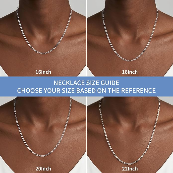 S925 Sterling Silver Necklace for Women, 4mm Sterling Silver Paperclip Chain Necklace Thick Sturdy Colourfast Necklaces Jewelry for Women 16/18/20/22 Inch