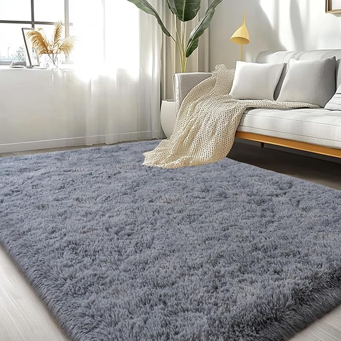 Large Area Rugs for Living Room Bedroom 10x14 Grey Fluffy Shag Rugs | Ultra Soft Shaggy Plush Fuzzy Modern Indoor Throw Floor Carpet for Kids Girls Boys Dorm Nursery Home Decor Aesthetic