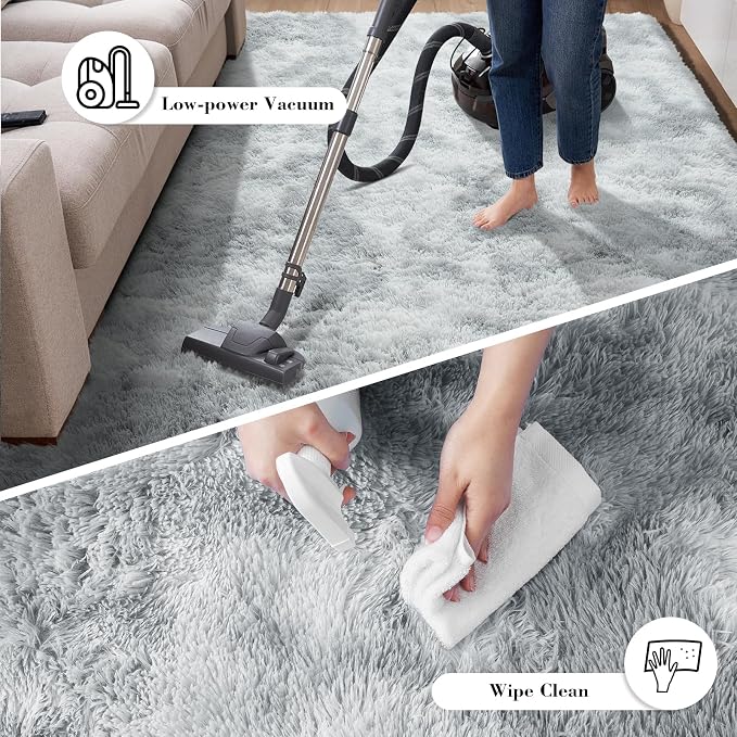 yongyangjuxin Fluffy Rug Shag Area Rug, Gradual Grey 10x14 Area Rugs for Bedroom, Super Soft Shag Rugs for Living Room Bedroom Room Home Decor, Upgrade Anti-Skid Rectangular Fuzzy Rug